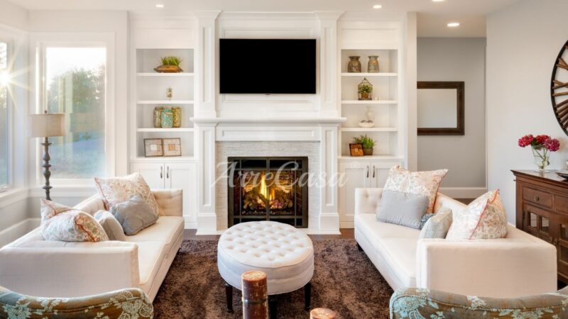 Salone con camino elegante