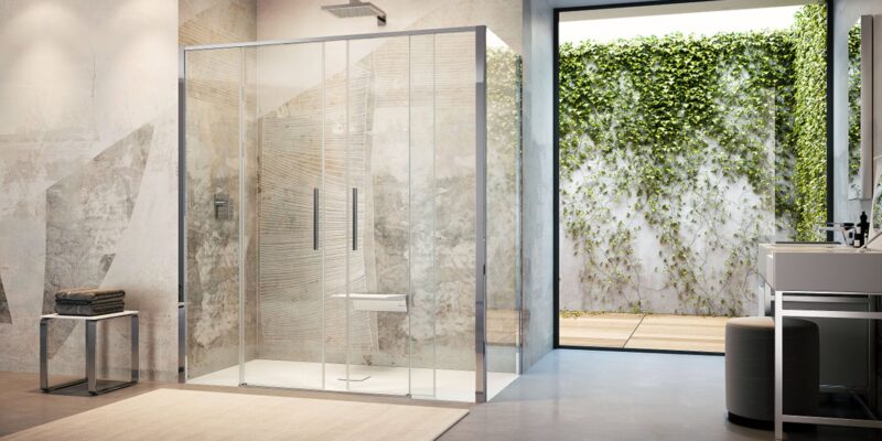 Cabina Toga ad angolo con porta scorrevole