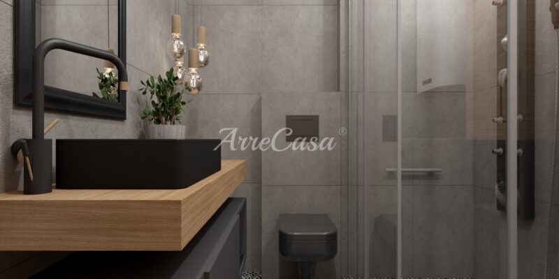 Piastrelle per rivestimento bagno, palette cromatica bianco e nero