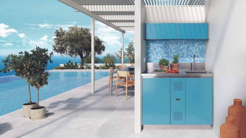 Cucina Cooling station di Abimis a bordo piscina a Mykonos