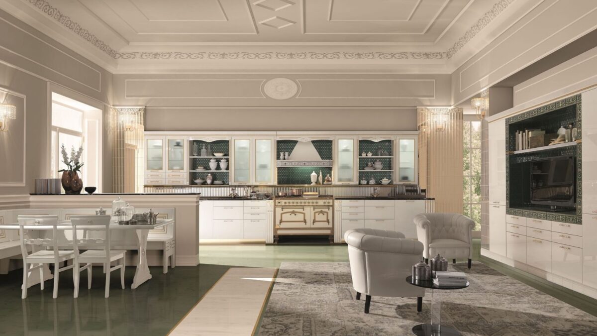 Versione bianco siberiano di Tiffany, la nuova cucina firmata Rastelli