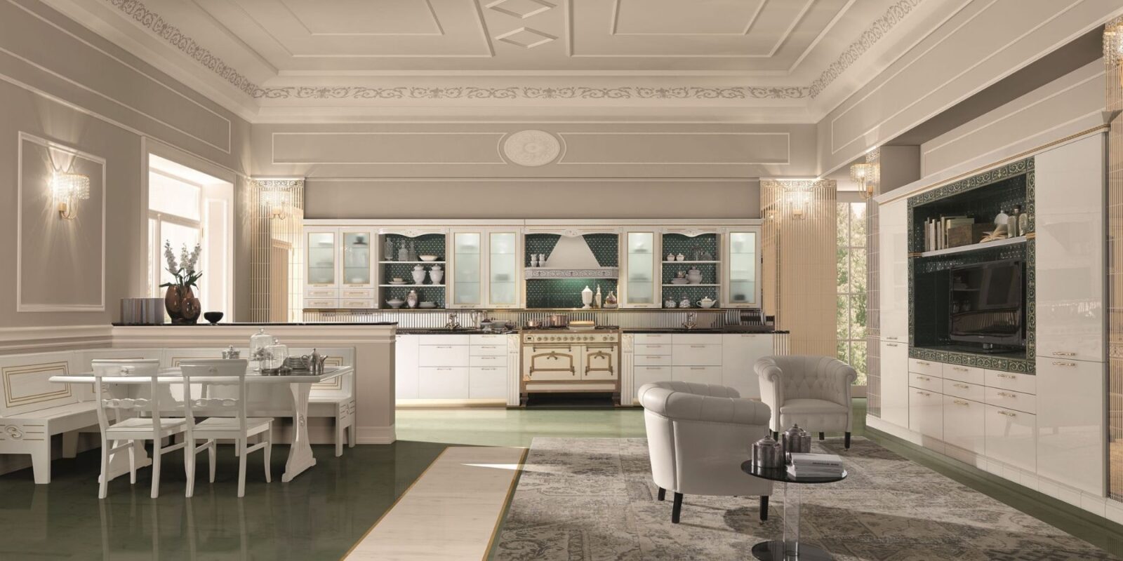 Versione bianco siberiano di Tiffany, la nuova cucina firmata Rastelli