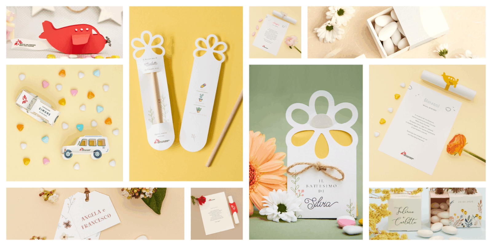 portaconfetti, pergamene solidali, bomboniere solidali, Medici Senza Frontiere